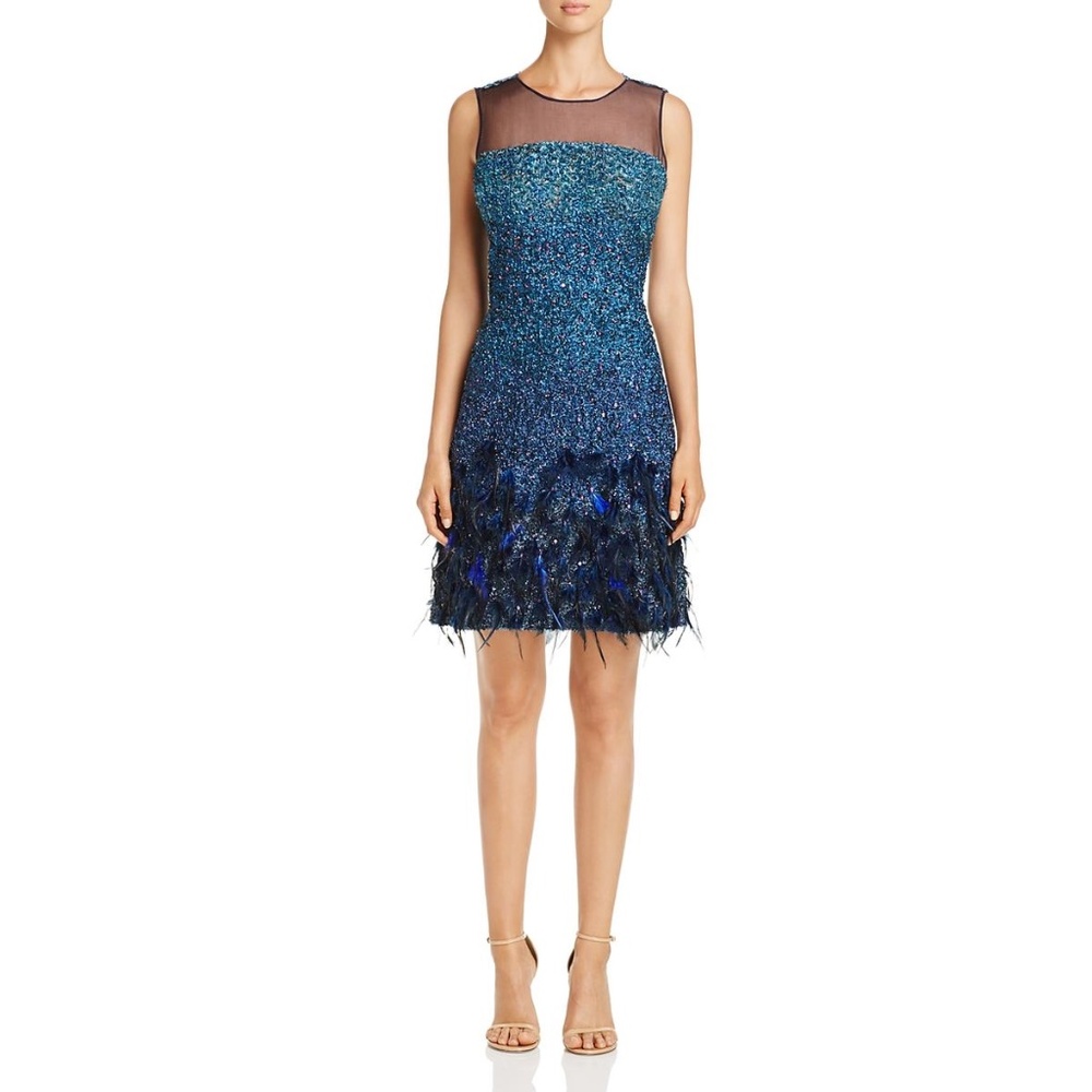 Stunning Elie Tahari Anabelle Feather Cocktail Dress- Size 6-Worn once